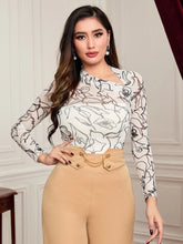 Modely Floral Print Asymmetrical Neck Tee